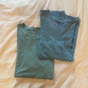 Express V-Neck T-Shirts in Blue and Green